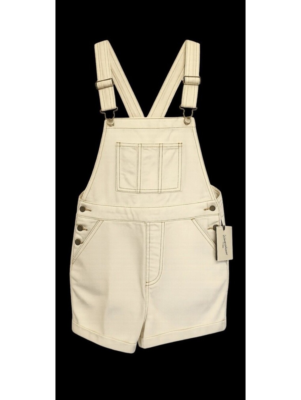Universal Thread Womens 12/31 High Rise Jean Short Shortalls Overalls White NWT